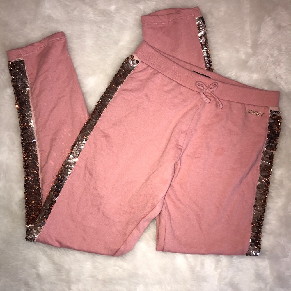 DKNY sequin side stripe lounge pants kids xl